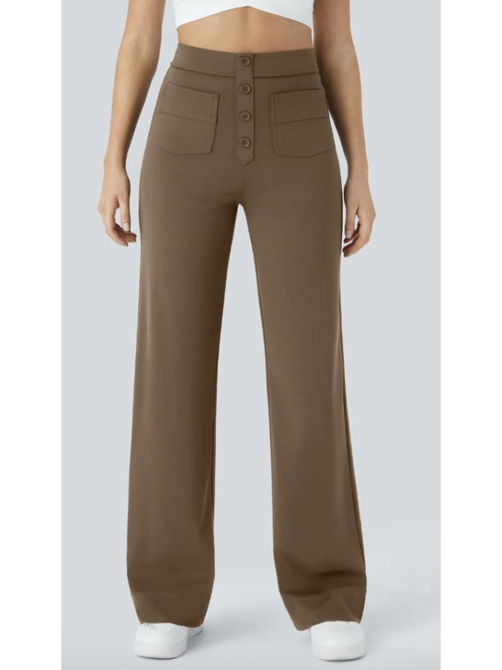 HALARA DayStretch High Waisted Pockets Straight Leg Casual Pants in Sepia Small